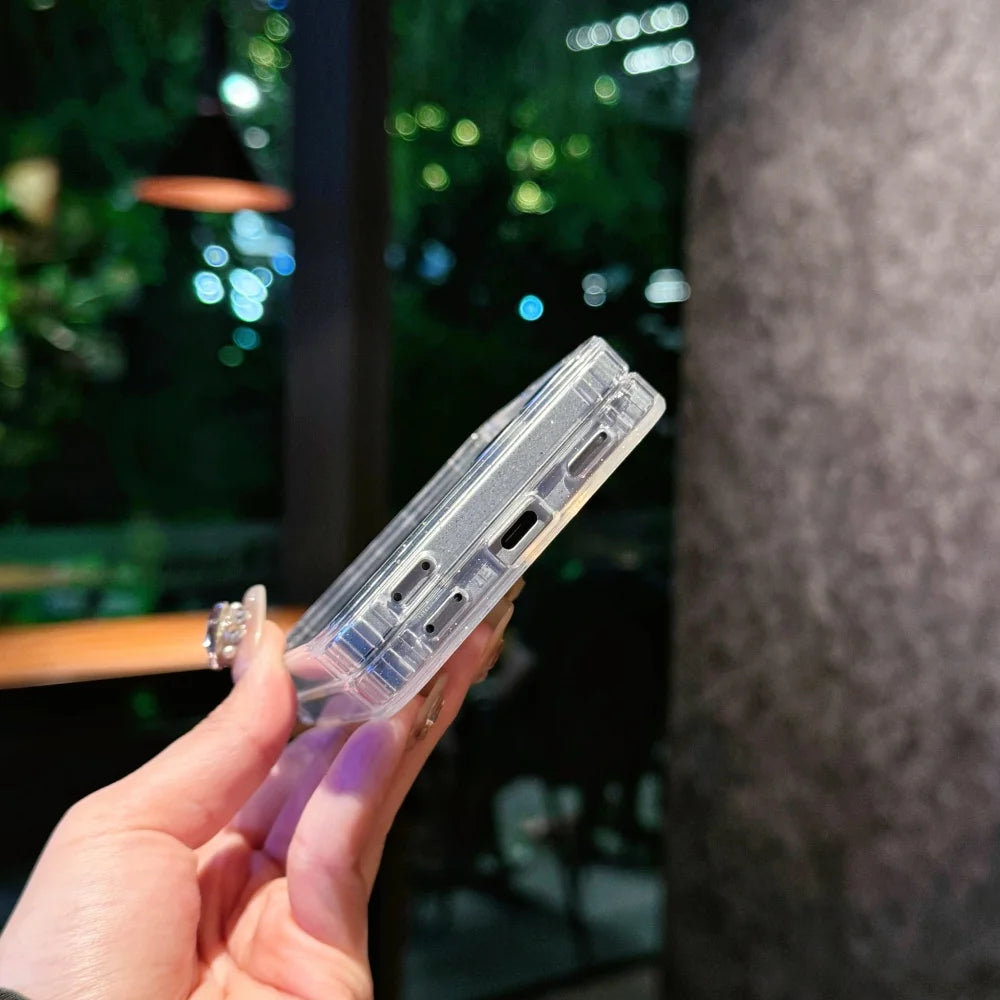 Transparent bling glitter magnetic soft bumper case - product image