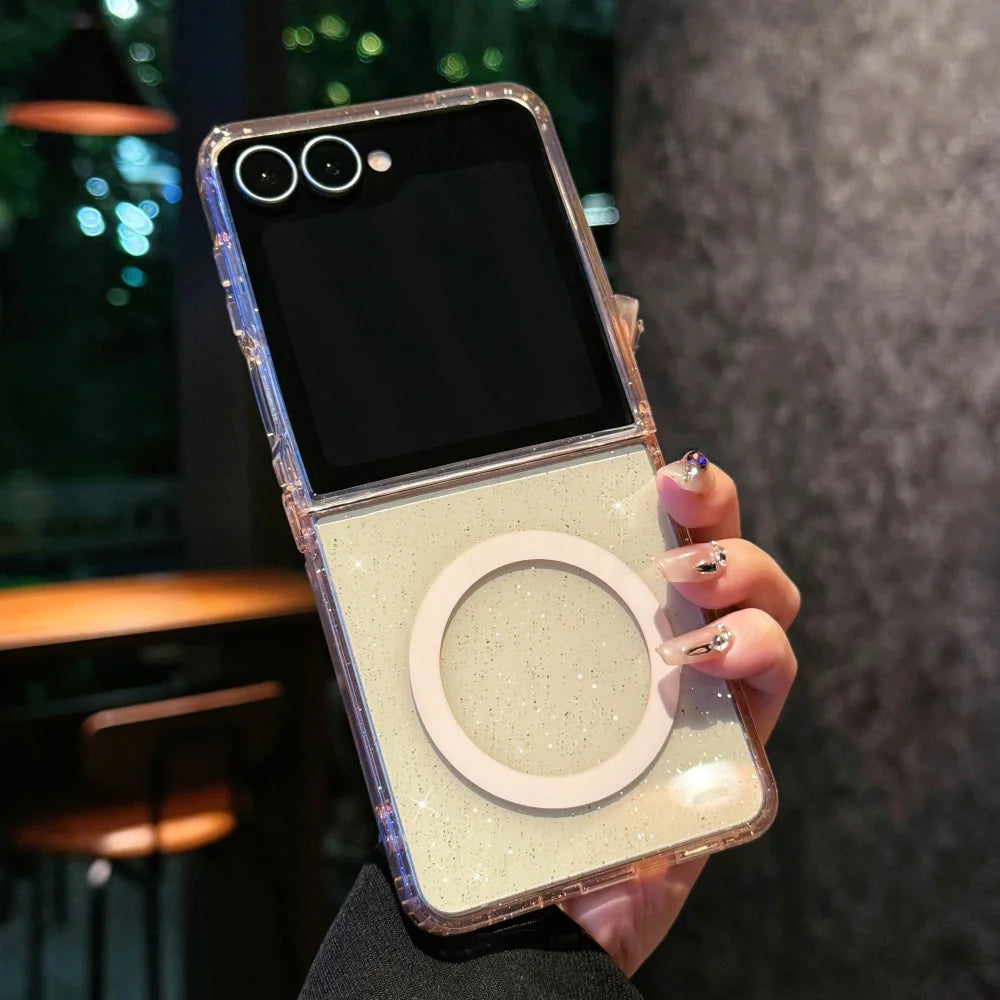 Transparent bling glitter magnetic soft bumper case - product image
