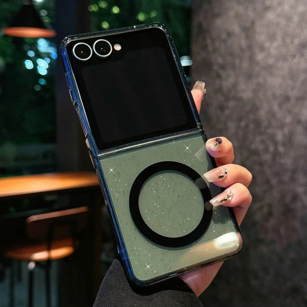 Transparent bling glitter magnetic soft bumper case - product image