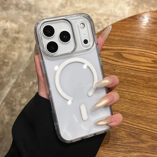 Transparent magnetic wireless charging hard bumper case - product image