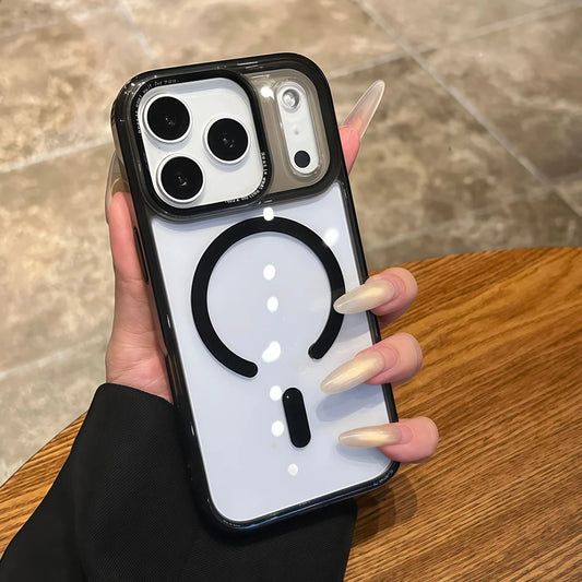 Transparent magnetic wireless charging hard bumper case - product image