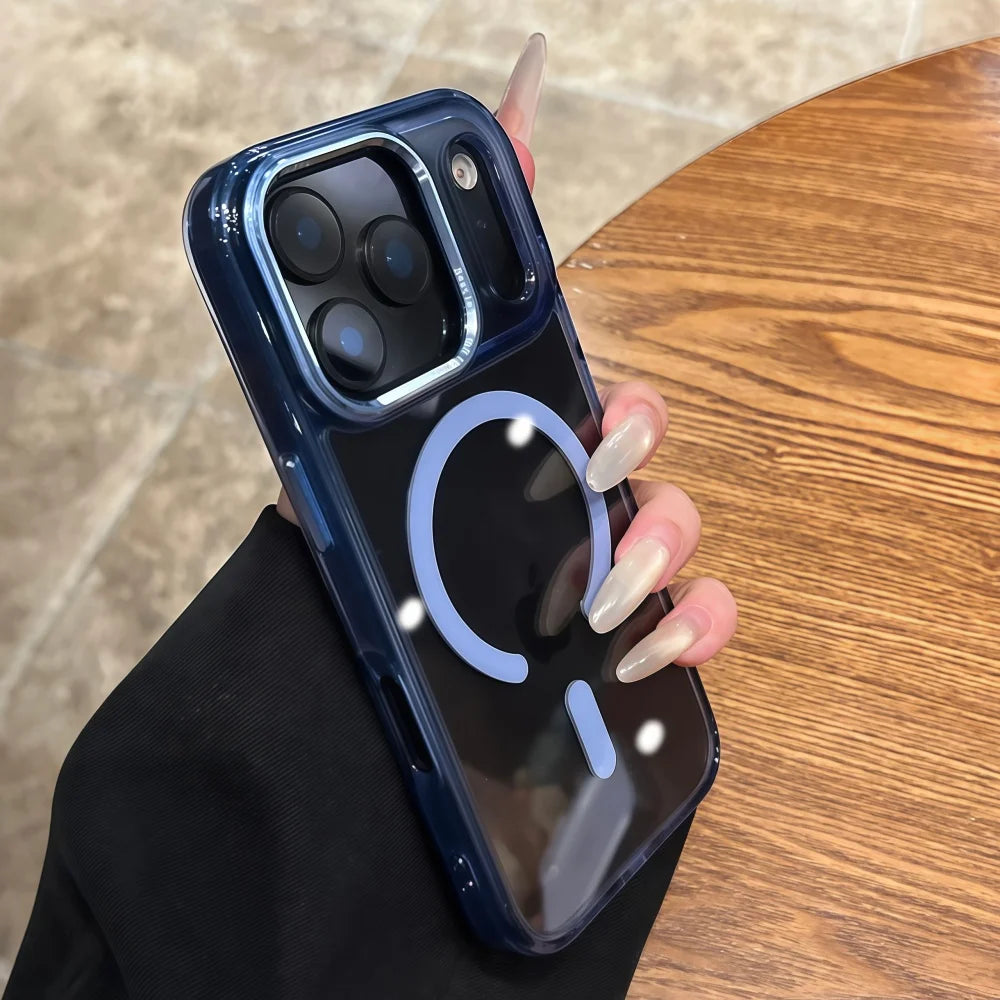 Transparent magnetic wireless charging hard bumper case - product image