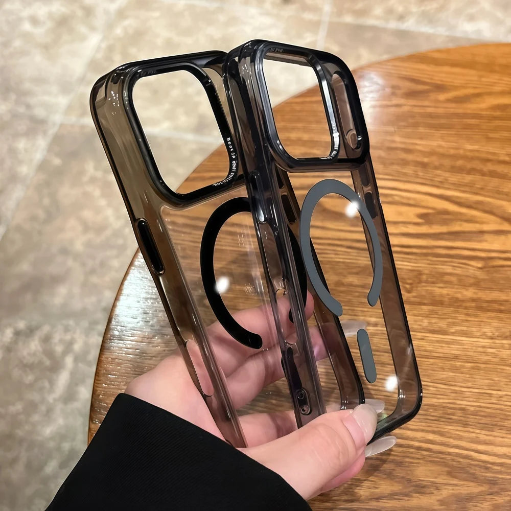 Transparent magnetic wireless charging hard bumper case - product image