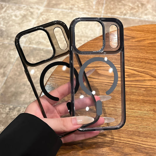 Transparent magnetic wireless charging hard bumper case - product image