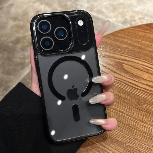 Transparent magnetic wireless charging hard bumper case - product image