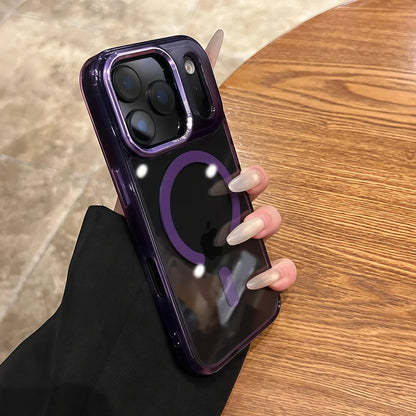 Transparent magnetic wireless charging hard bumper case - product image