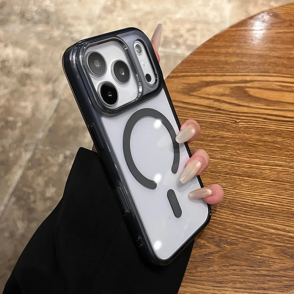 Transparent magnetic wireless charging hard bumper case - product image