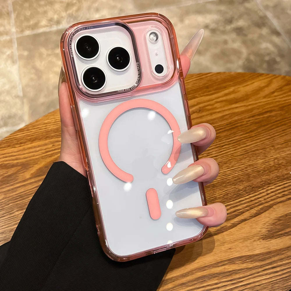 Transparent magnetic wireless charging hard bumper case - product image