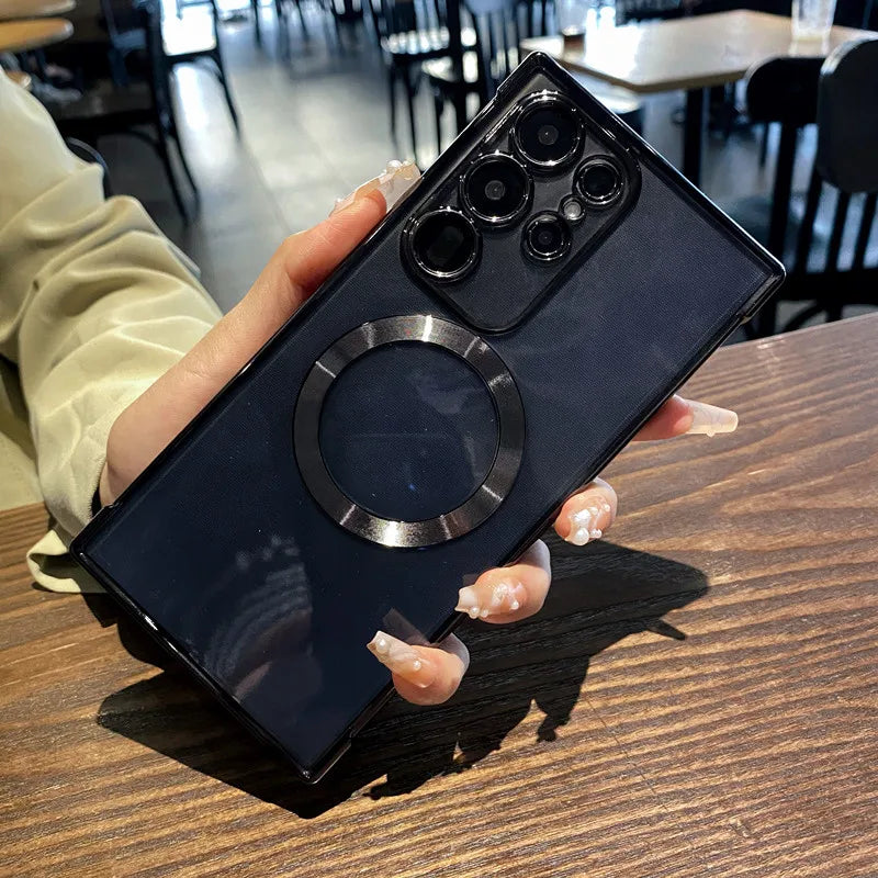 Transparent shockproof magnetic plating soft wireless charging case - product image