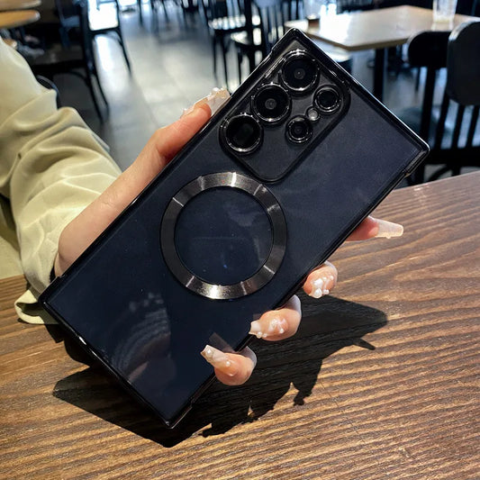 Transparent shockproof magnetic plating soft wireless charging case - product image