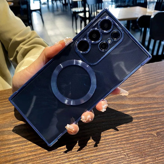 Transparent shockproof magnetic plating soft wireless charging case - product image