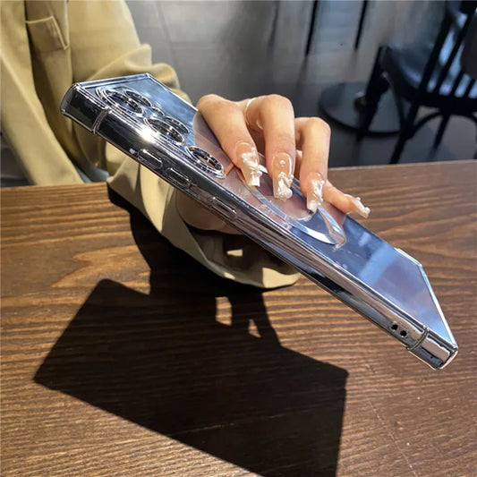 Transparent shockproof magnetic plating soft wireless charging case - product image