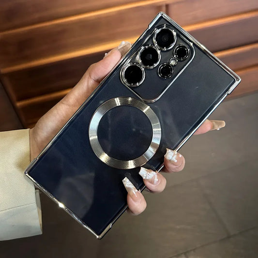 Transparent shockproof magnetic plating soft wireless charging case - product image