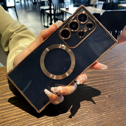 Transparent shockproof magnetic plating soft wireless charging case - product image