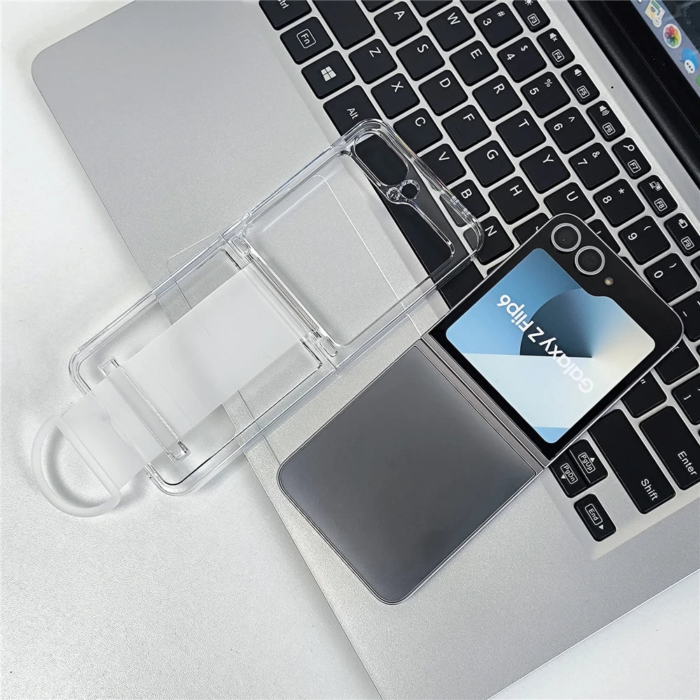 Transparent wrist strap ring holder shockproof hard case samsung z flip - product image