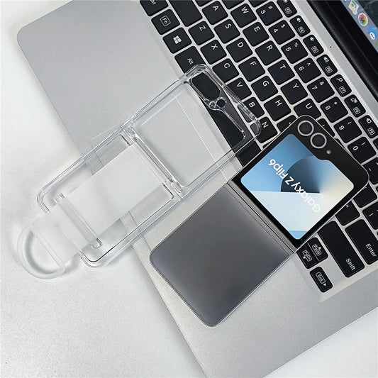 Transparent wrist strap ring holder shockproof hard case samsung z flip - product image