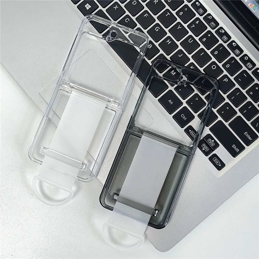 Transparent wrist strap ring holder shockproof hard case samsung z flip - product image