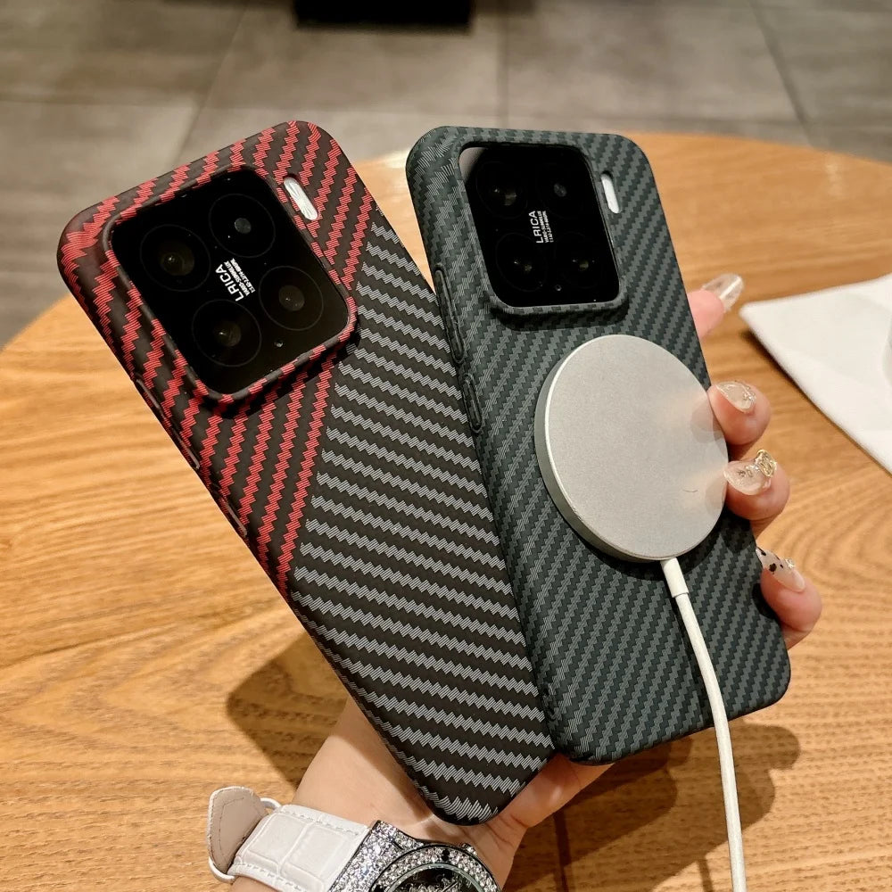Ultra thin carbon fiber magnetic shockproof case with wireless charge - product image