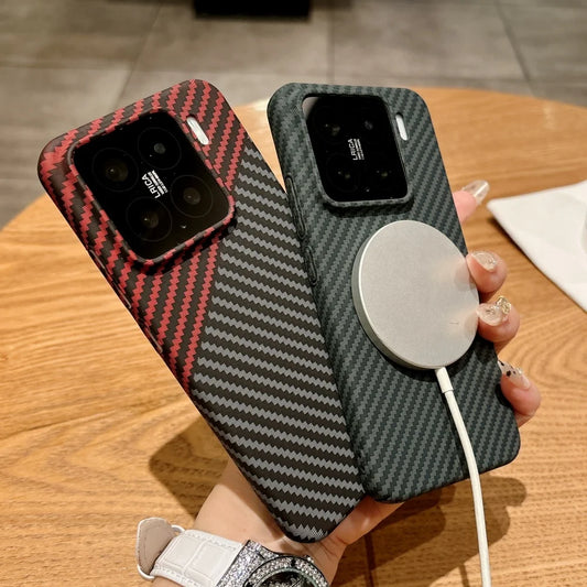 Ultra thin carbon fiber magnetic shockproof case with wireless charge - product image