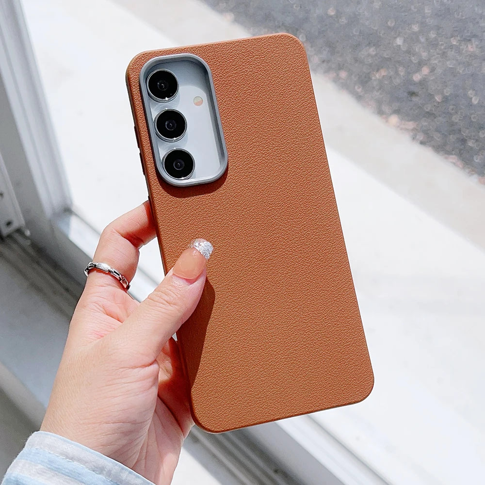 Ultra thin matte leather magnetic case samsung s25 - product image