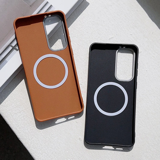 Ultra thin matte leather magnetic case samsung s25 - product image